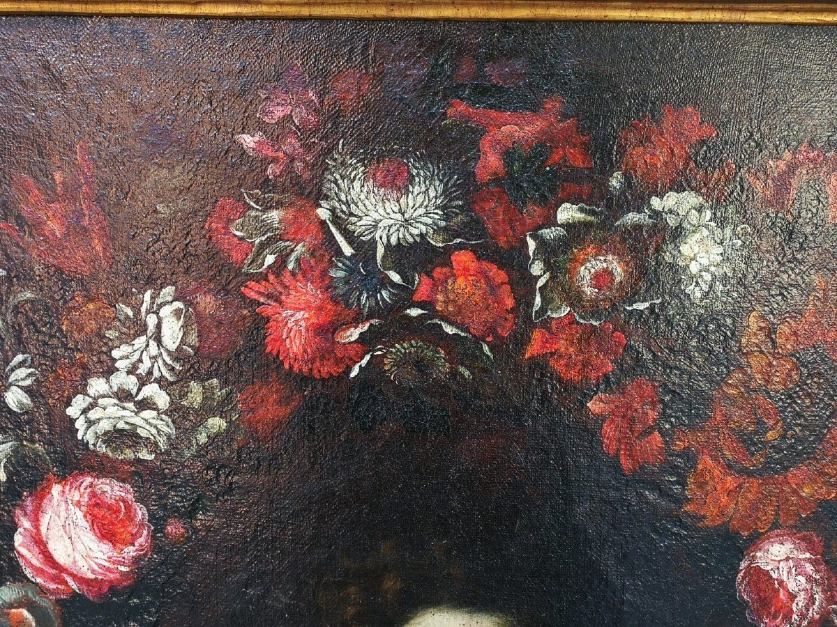  Salvador Mundi Dans Une Guirlande De Fleurs à La Manière De Daniel Seghers (anvers 1590 -1661)-photo-4