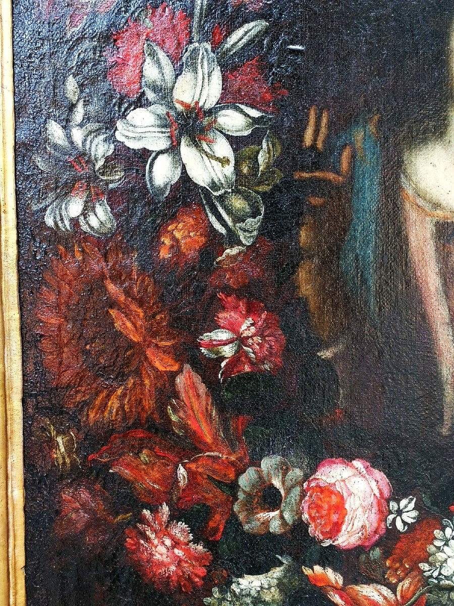  Salvador Mundi Dans Une Guirlande De Fleurs à La Manière De Daniel Seghers (anvers 1590 -1661)-photo-2