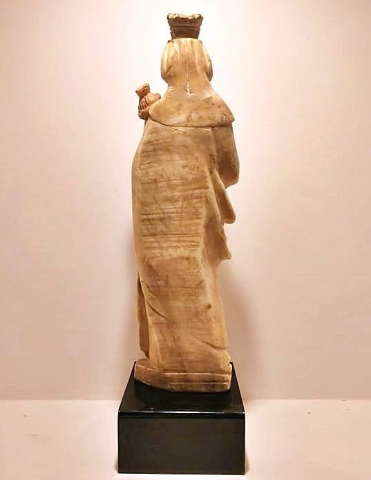 Statuette En Albâtre Moitié Du XVe Siècle, Reproduisant Le Simulacre De La Vierge Du Trapani -photo-2