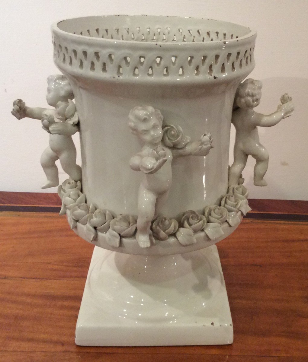  Belle Paire De Vases Rococò En Porcelaine d'Este Du XVIIIe Siècle.-photo-2