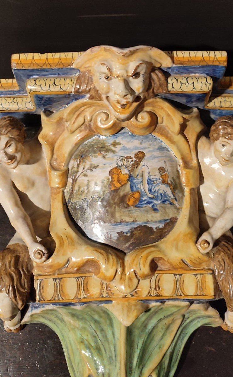 Paire d'étagères En Céramique, Manufacture Battaglia - Naples, Milieu Du XIXe Siècle-photo-4