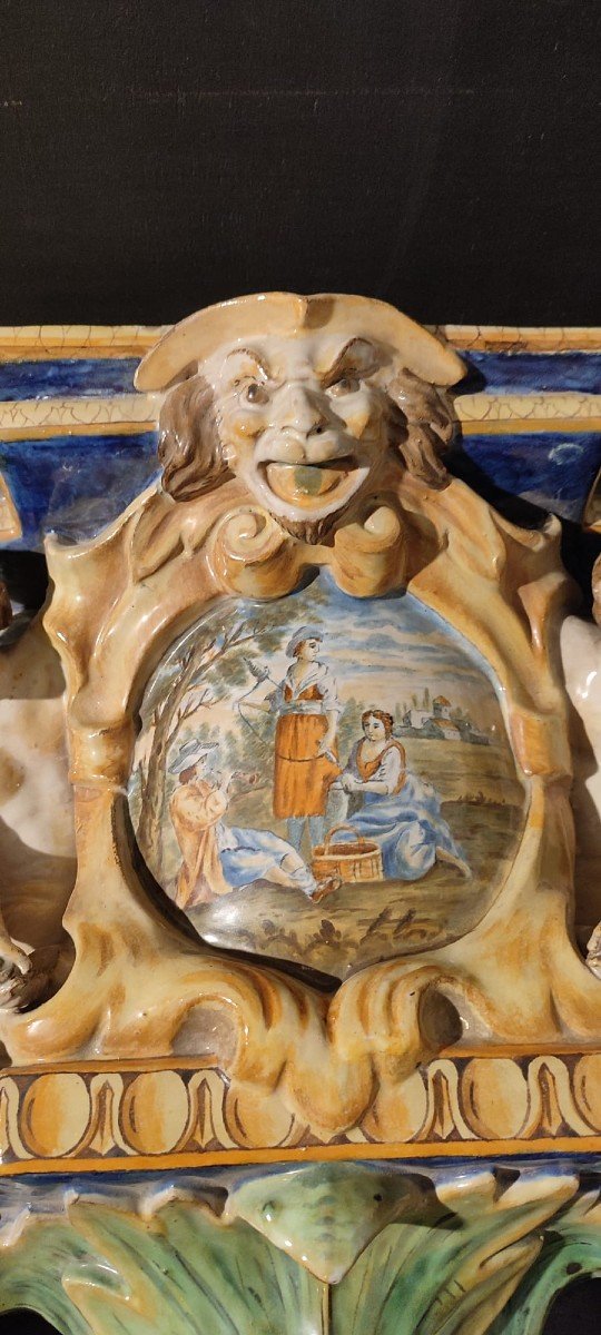 Paire d'étagères En Céramique, Manufacture Battaglia - Naples, Milieu Du XIXe Siècle-photo-1