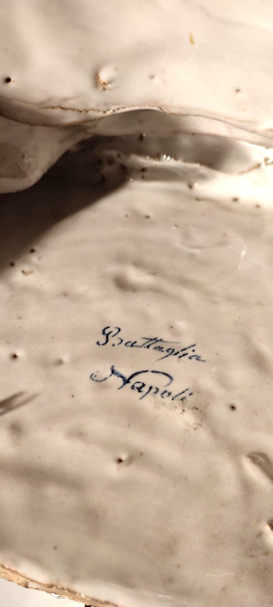 Paire d'étagères En Céramique, Manufacture Battaglia - Naples, Milieu Du XIXe Siècle-photo-4