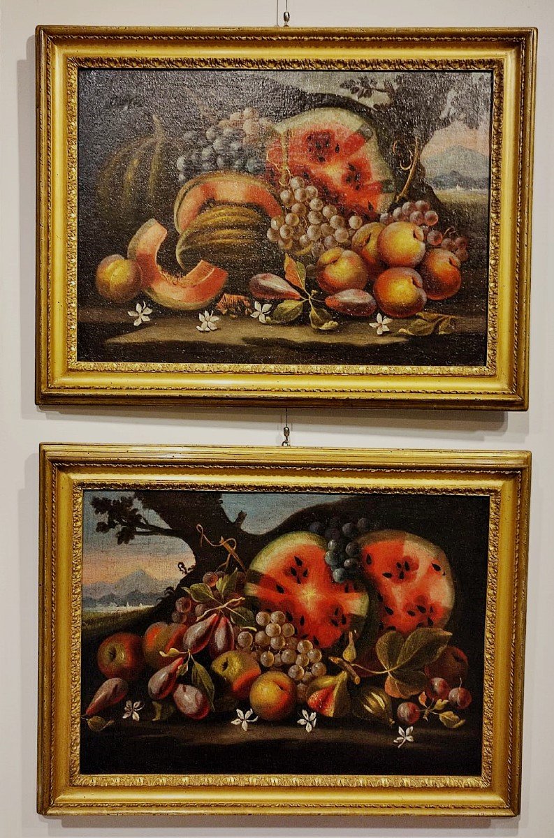 Natures Mortes Aux Fruits, Atelier Romains De La Première Moitié Du 18ème Siècle