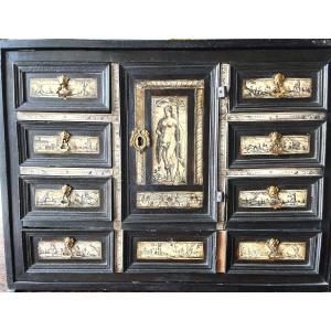 Antique Tuscan Coin Cabinet From The First Half Of The 17th Century With Fine Engravings