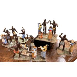 Antico diorama composto da statue in terracotta  raff. strage degli innocenti, Napoli XIX sec.