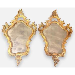 Coppia di specchiere luigi XV, prima metà del XVIIIsec. Misure 103 x 60cm.