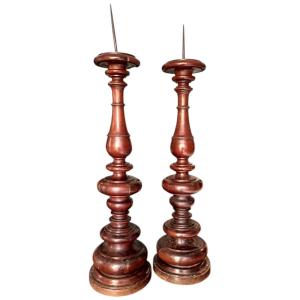 Coppia di importanti candelieri toscani della fine del '500.