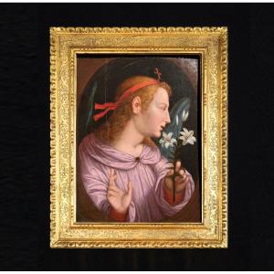 Angelo annunciante, olio su tavola dei primi del XVI secolo. Firenze, scuola di San Marco.