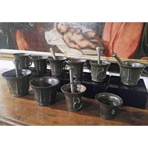  Collection 10 Mortiers De Pharmacie En Bronze Ombrie/toscane XVe / XVIe Siècle 