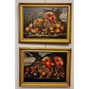 Natures Mortes Aux Fruits, Atelier Romains De La Première Moitié Du 18ème Siècle