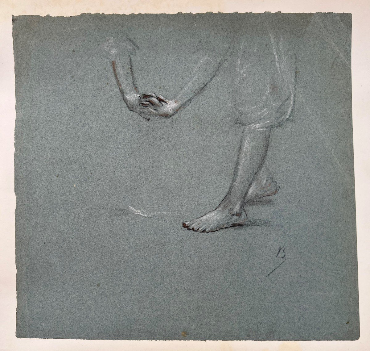Studio di mani e piedi - Alexandre Bida (1813 – 1895) – disegno francese XIX