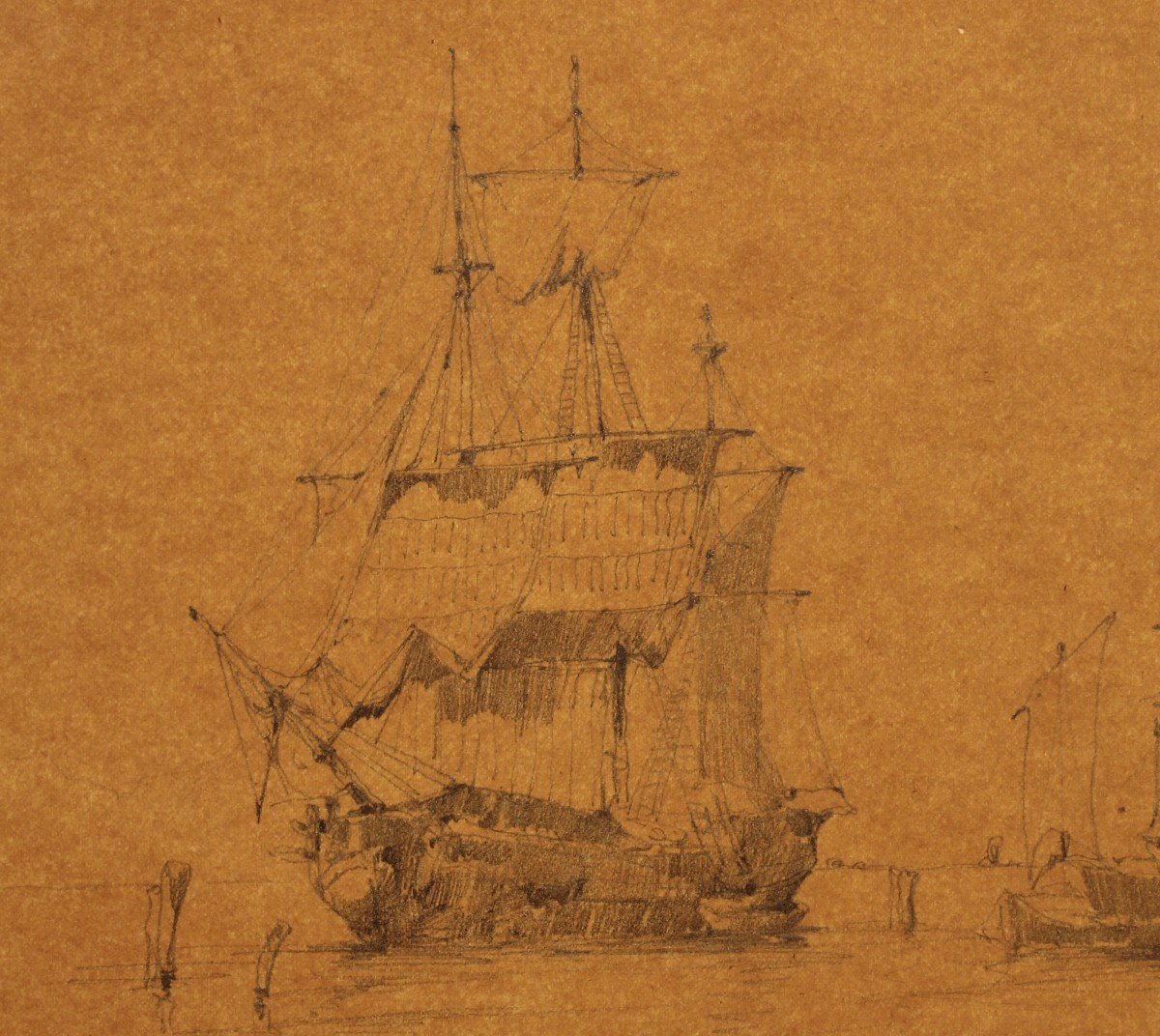Jules Romain Joyant (1803 - 1854) Velieri nel porto Disegno-photo-2