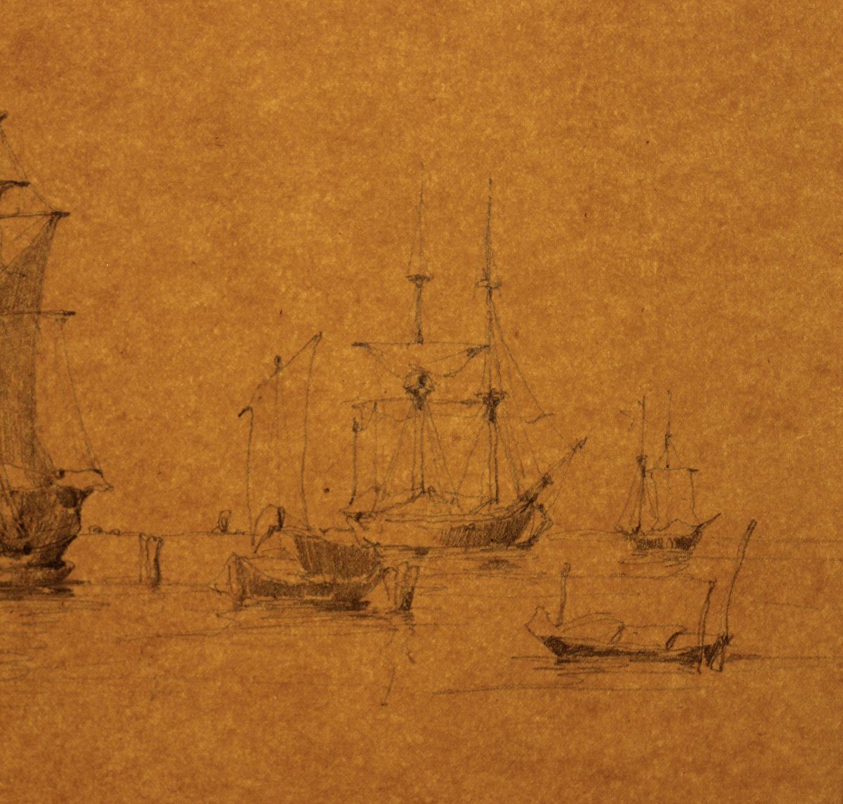 Jules Romain Joyant (1803 - 1854) Velieri nel porto Disegno-photo-3