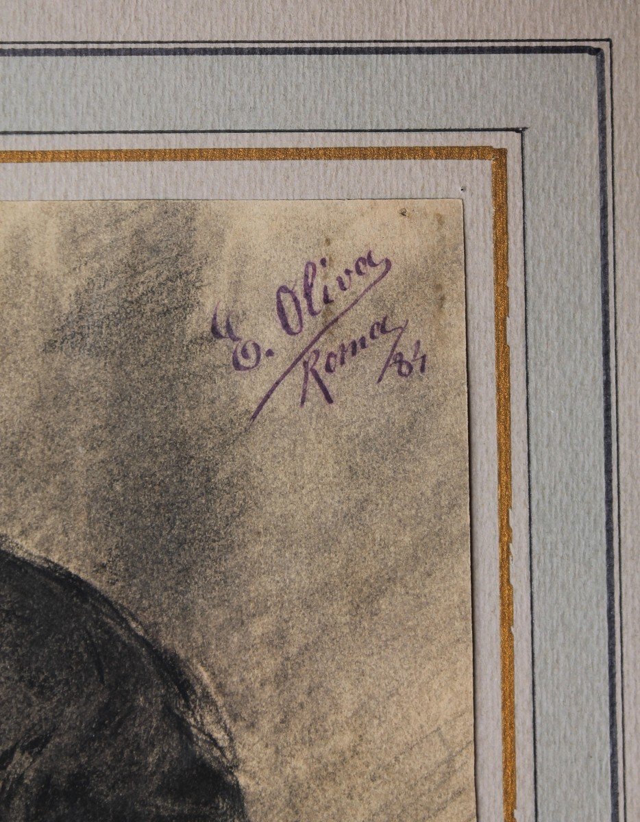 Eugenio Oliva y Rodrigo (Palencia, 1852 - Villaconejos, 1925) - Disegno - Ritratto di donna -XI-photo-2