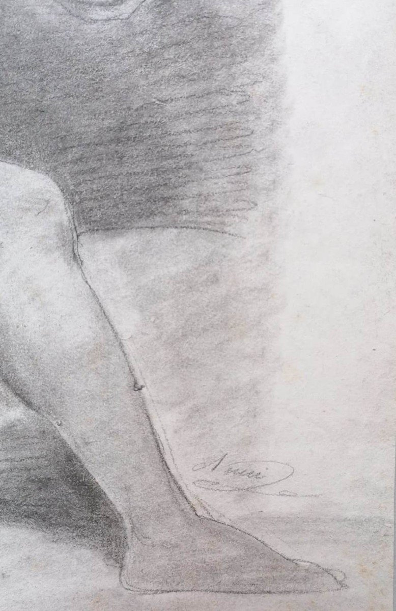 Nudo accademico con due figure - Sante Nucci - Disegno - Firmato - Bologna-photo-3