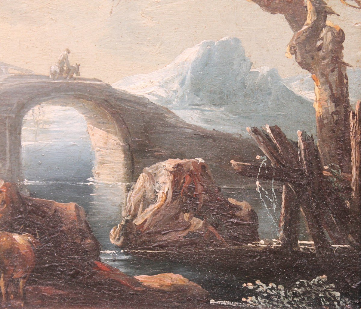 Giulio Bucci (Faenza 1711 - 1776) Paesaggio con figure-photo-1
