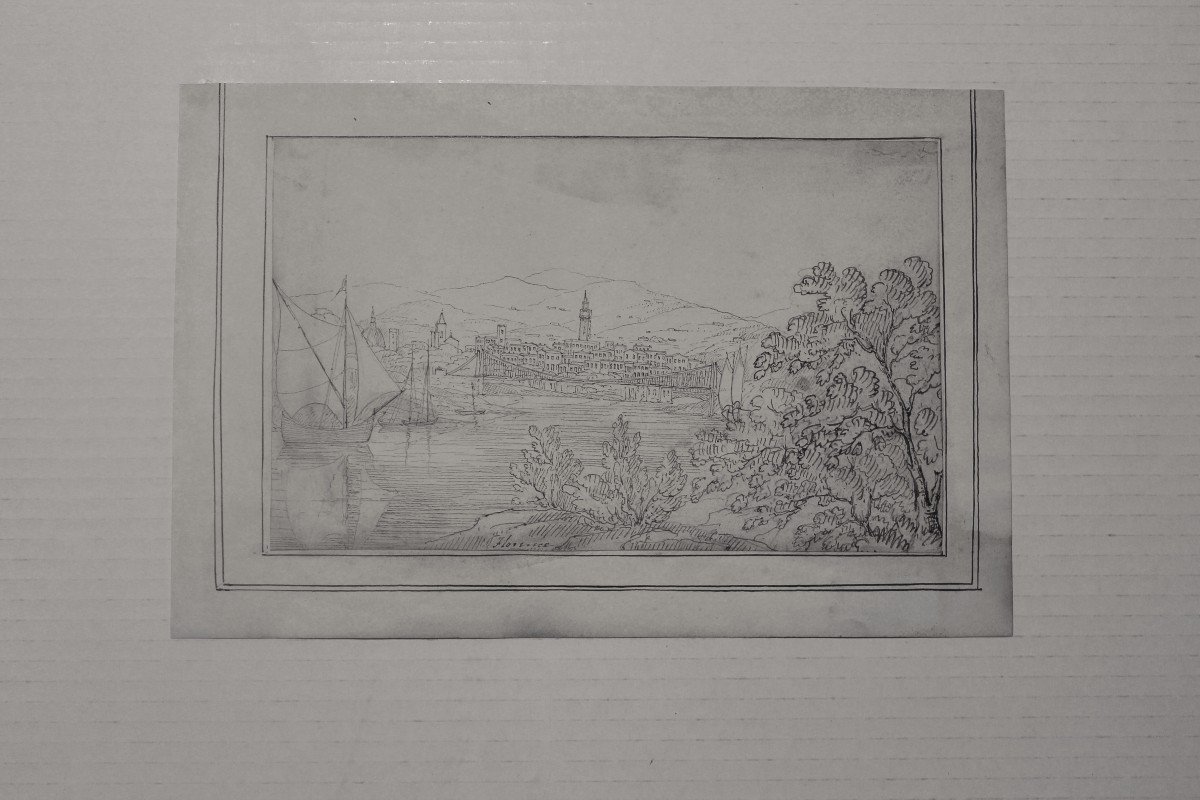 Due Vedute di Firenze -  Disegni - XIX secolo-photo-1