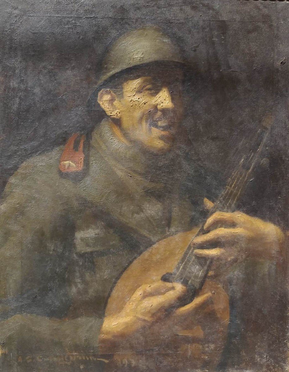 Alcide Davide Campestrini (Trento 1863 - Milano 1940) Canta che la passa - Soldato - Firmato