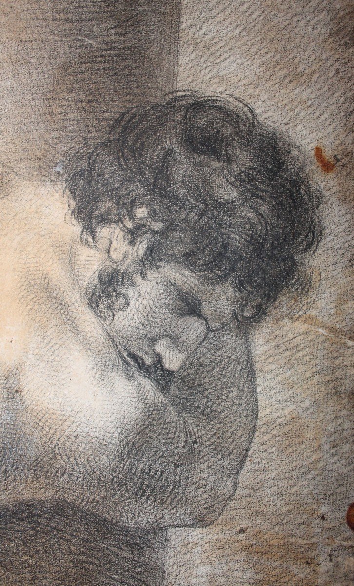 Nudo - Accademia maschile neoclassica - Scuola bolognese, attr. a Giuseppe Guizzardi - Disegno-photo-2