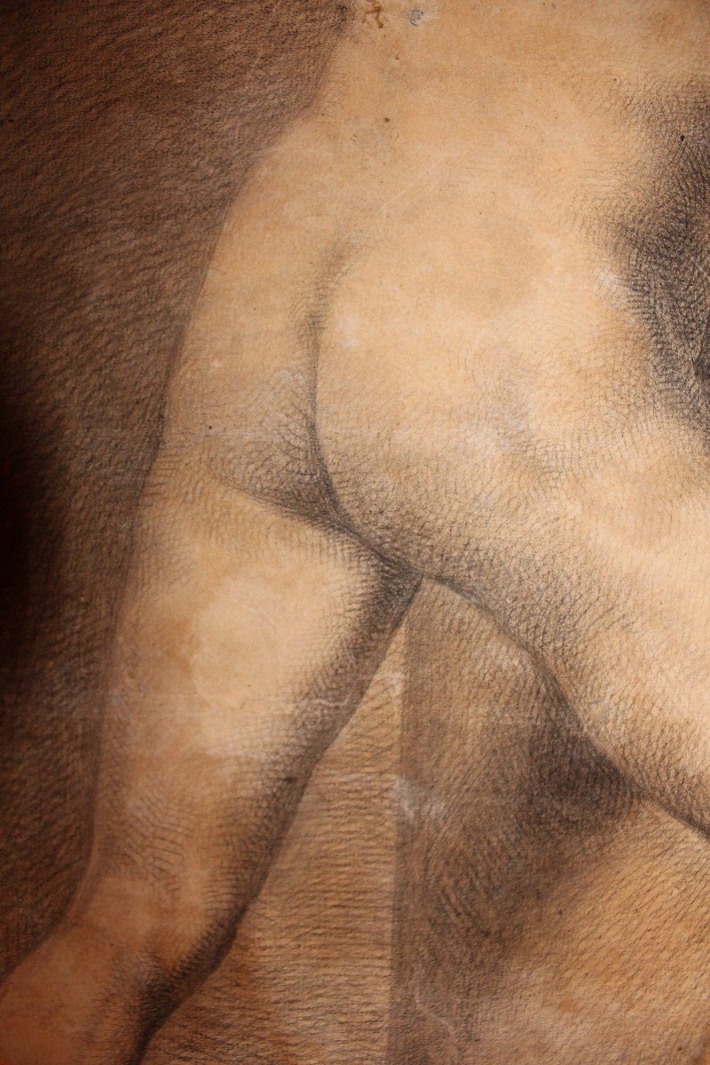 Nudo - Accademia maschile neoclassica - Scuola bolognese, attr. a Giuseppe Guizzardi - Disegno-photo-4