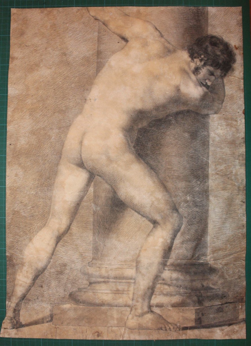 Nudo - Accademia maschile neoclassica - Scuola bolognese, attr. a Giuseppe Guizzardi - Disegno