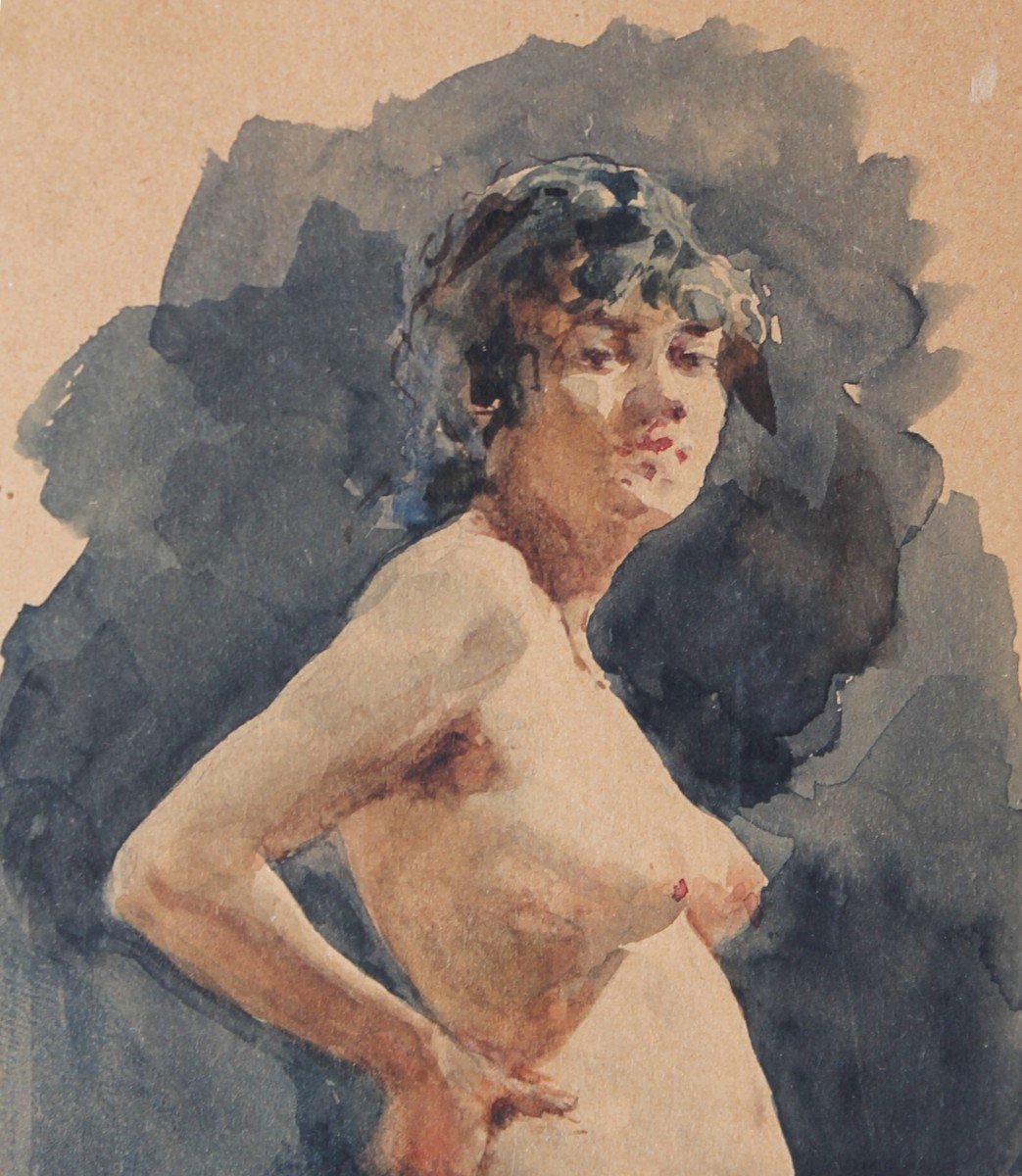 Nudo femminile - Artista Italiano del XIX secolo - Acquarello - Roma-photo-2