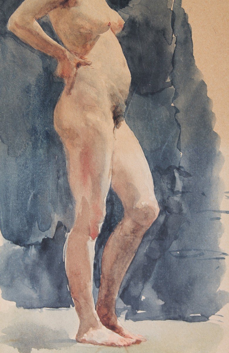 Nudo femminile - Artista Italiano del XIX secolo - Acquarello - Roma-photo-3