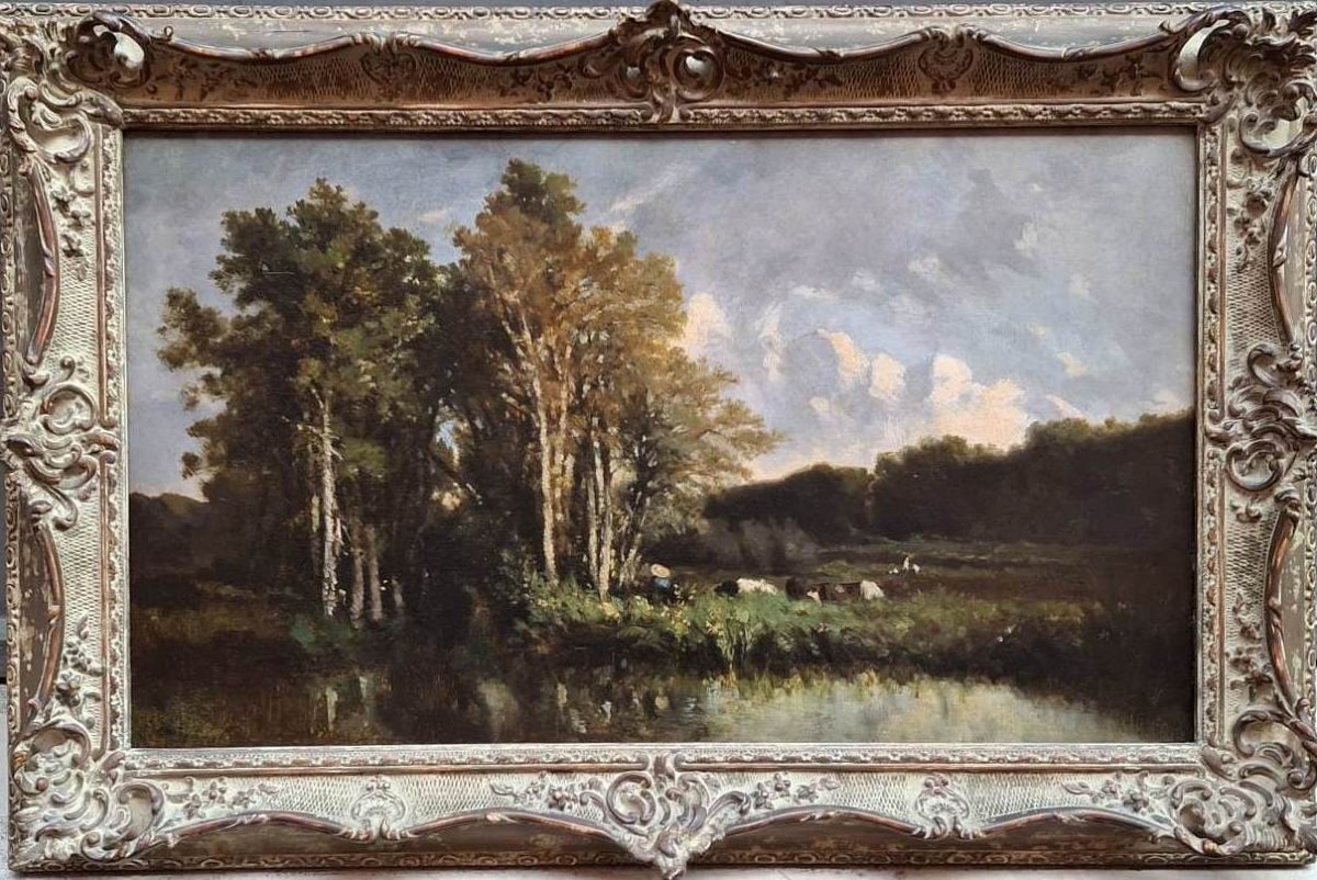 Théodore Rousseau - Scuola di Barbizon - Paesaggio - Firmato-photo-2