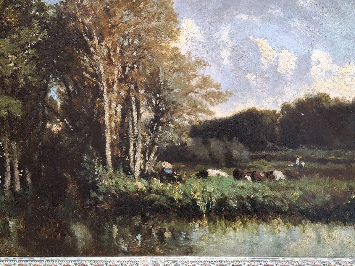 Théodore Rousseau - Scuola di Barbizon - Paesaggio - Firmato-photo-3