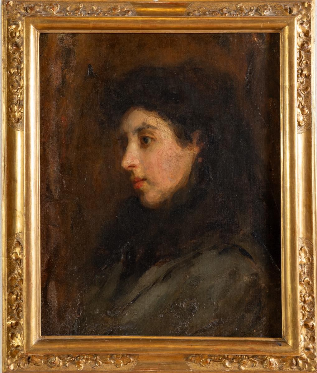 Ottavio Grolla - Ritratto femminile - Firmato - Piemonte - Ottocento-photo-2