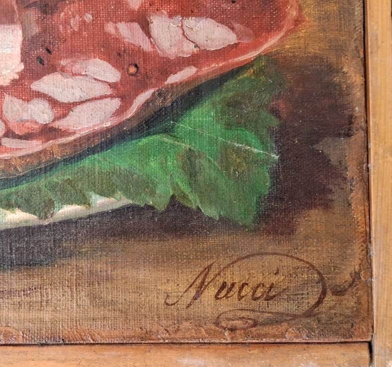 Sante Nucci - Bologna - Natura morta con salumi emiliani - Ottocento - Firmato-photo-2