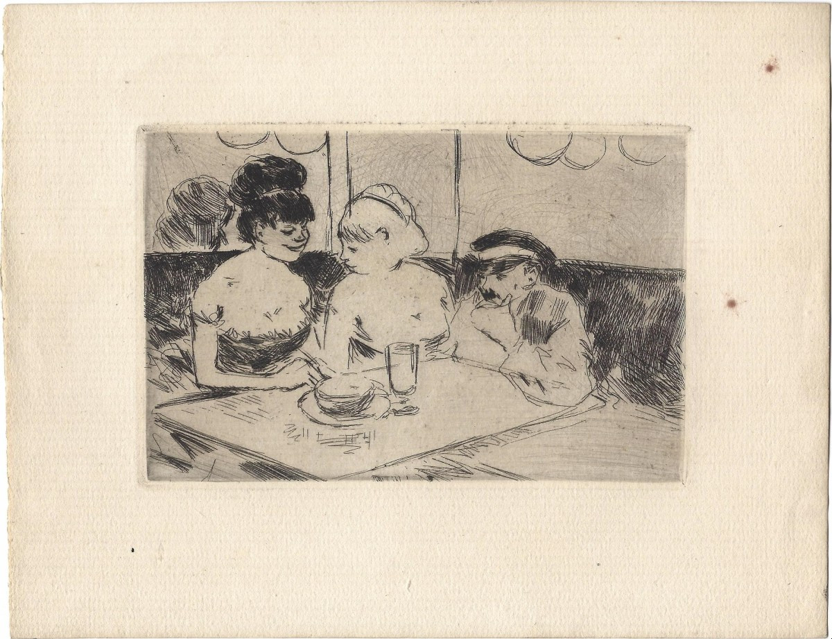 Jean Louis Forain - Maison Close  (acquaforte rifiutata) - Belle epoque - Parigi - Montmartre