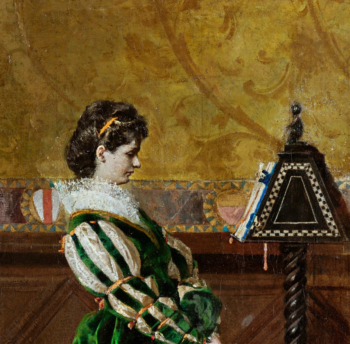 Luigi Serra - La Lettura della Bibbia - Olio su prima Tela - Firmato e datato Roma 1869-photo-1