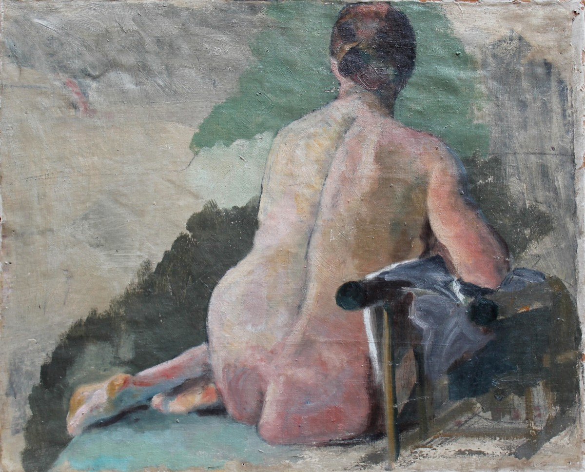 Artista francese del XX secolo - Nudo femminile di schiena