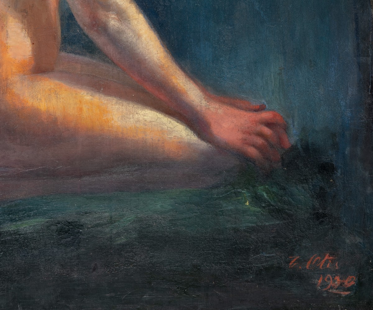 Tanette Otis Bacchi - Autoritratto nudo femminile - Olio su Tela - Firmato -photo-4