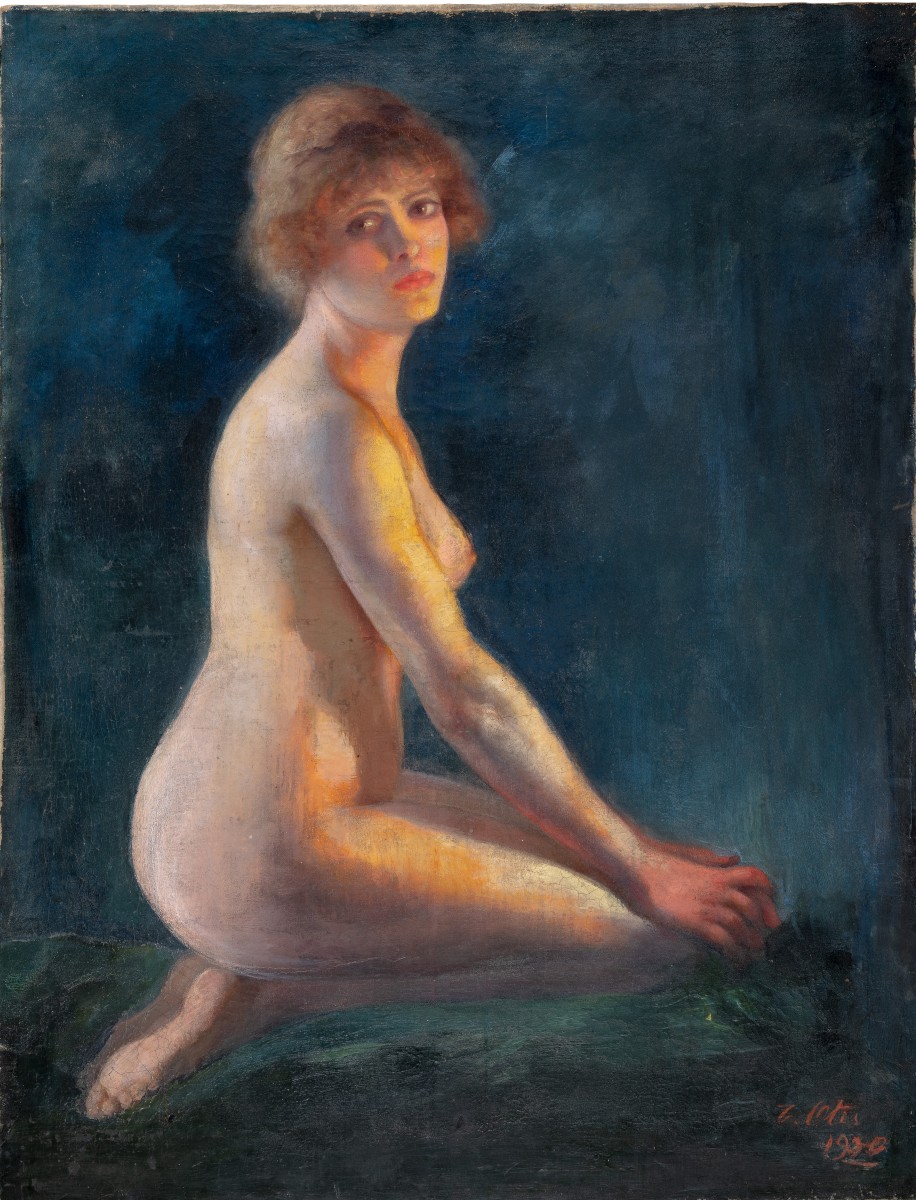 Tanette Otis Bacchi - Autoritratto nudo femminile - Olio su Tela - Firmato 