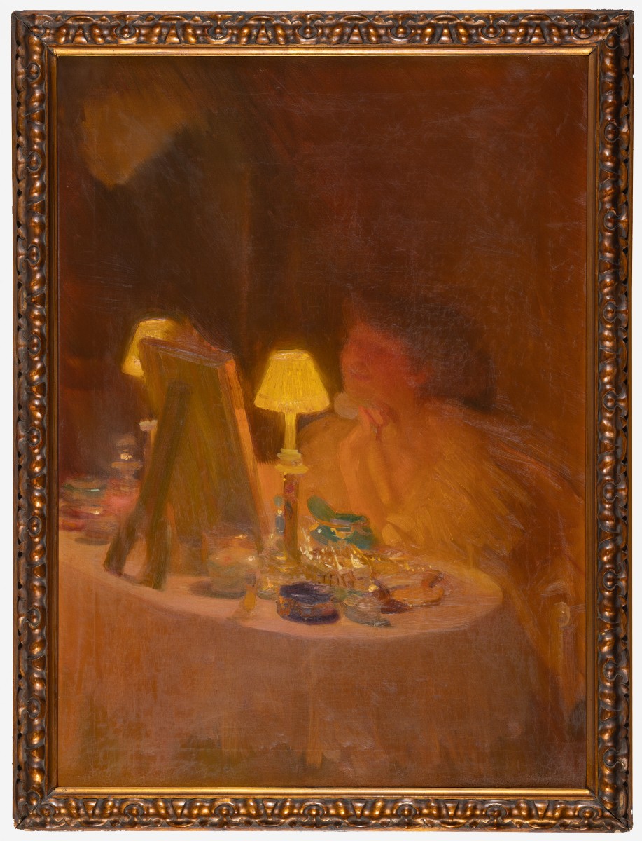 Alfredo Protti - Bologna - Donna che si trucca - Olio su Tela - Circa 1912-photo-2
