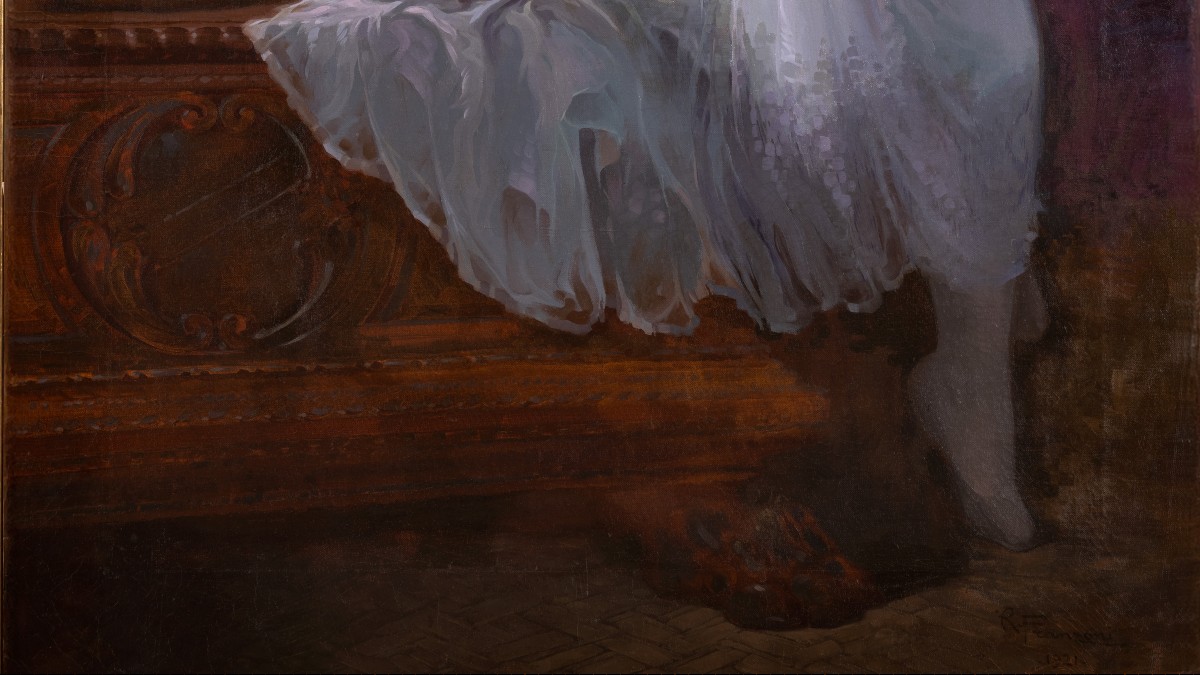 Roberto Franzoni - Bologna - Grande ritratto Moglie a olio su tela - Firmato - Datato-photo-3