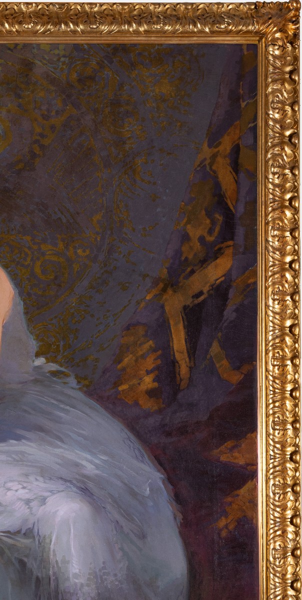 Roberto Franzoni - Bologna - Grande ritratto Moglie a olio su tela - Firmato - Datato-photo-4