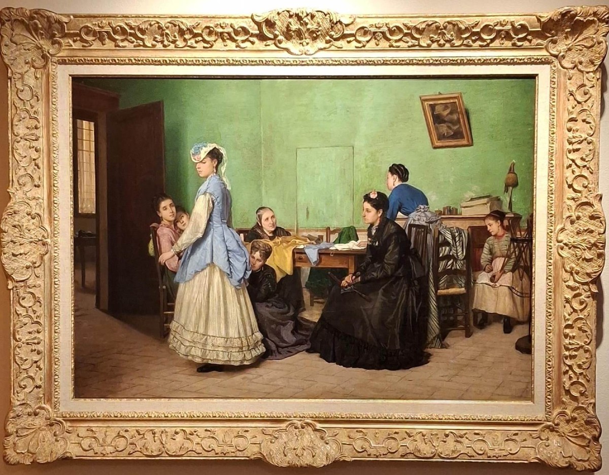 Gaetano Palazzi - La Prova del Vestito - Tela - Firmato - Moda - Macchiaiolo-photo-4