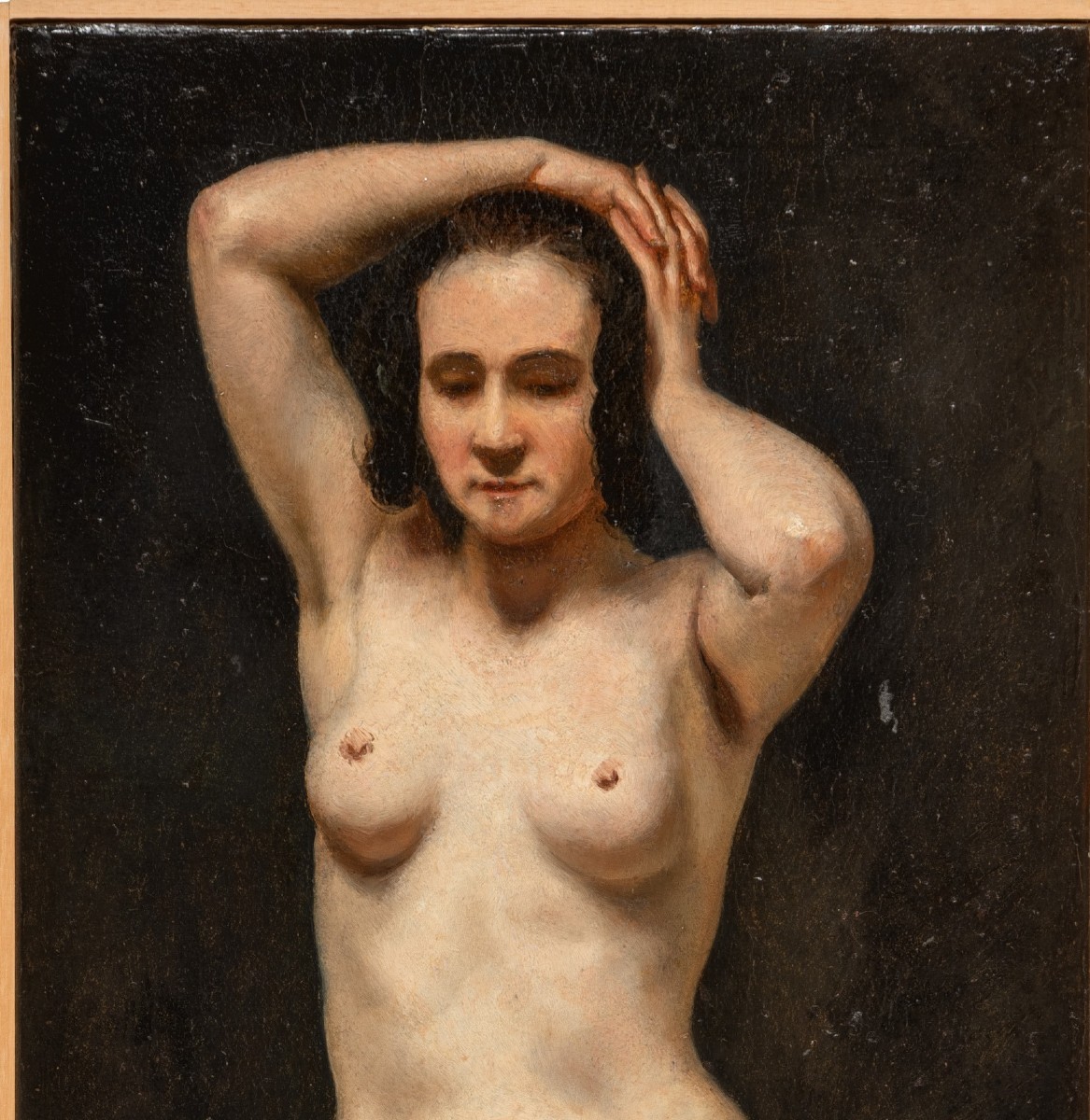 Filadelfo Simi - Donna nuda in piedi - Olio su carta - Monogrammato-photo-2