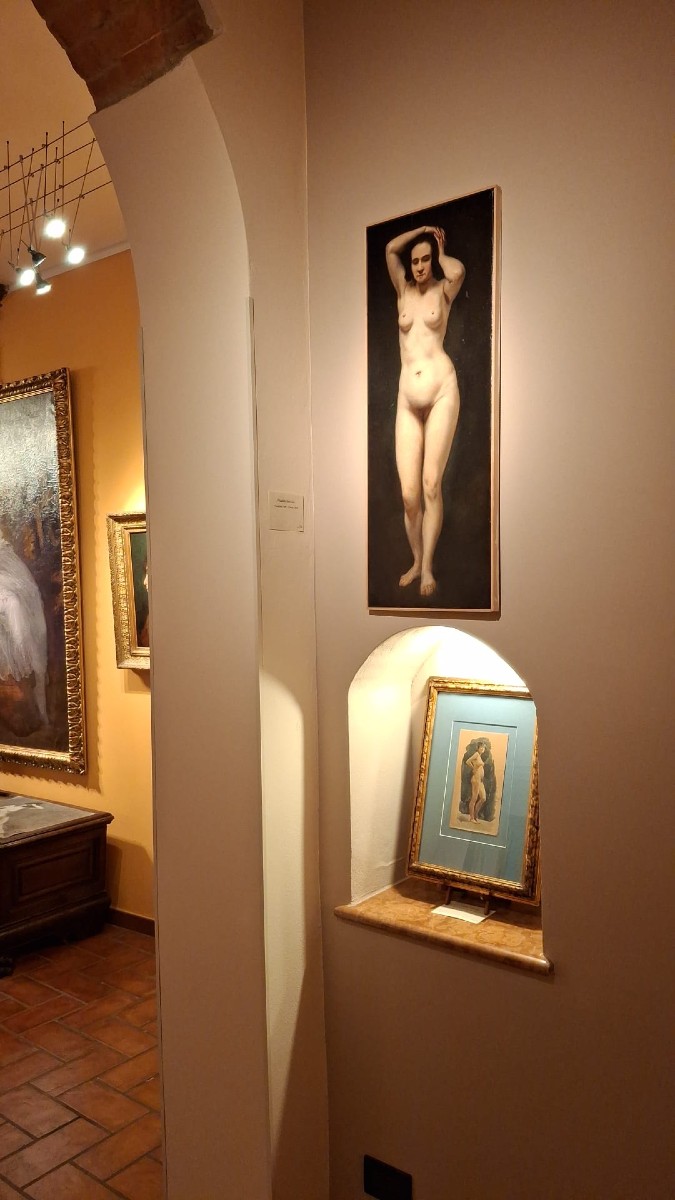 Filadelfo Simi - Donna nuda in piedi - Olio su carta - Monogrammato-photo-2