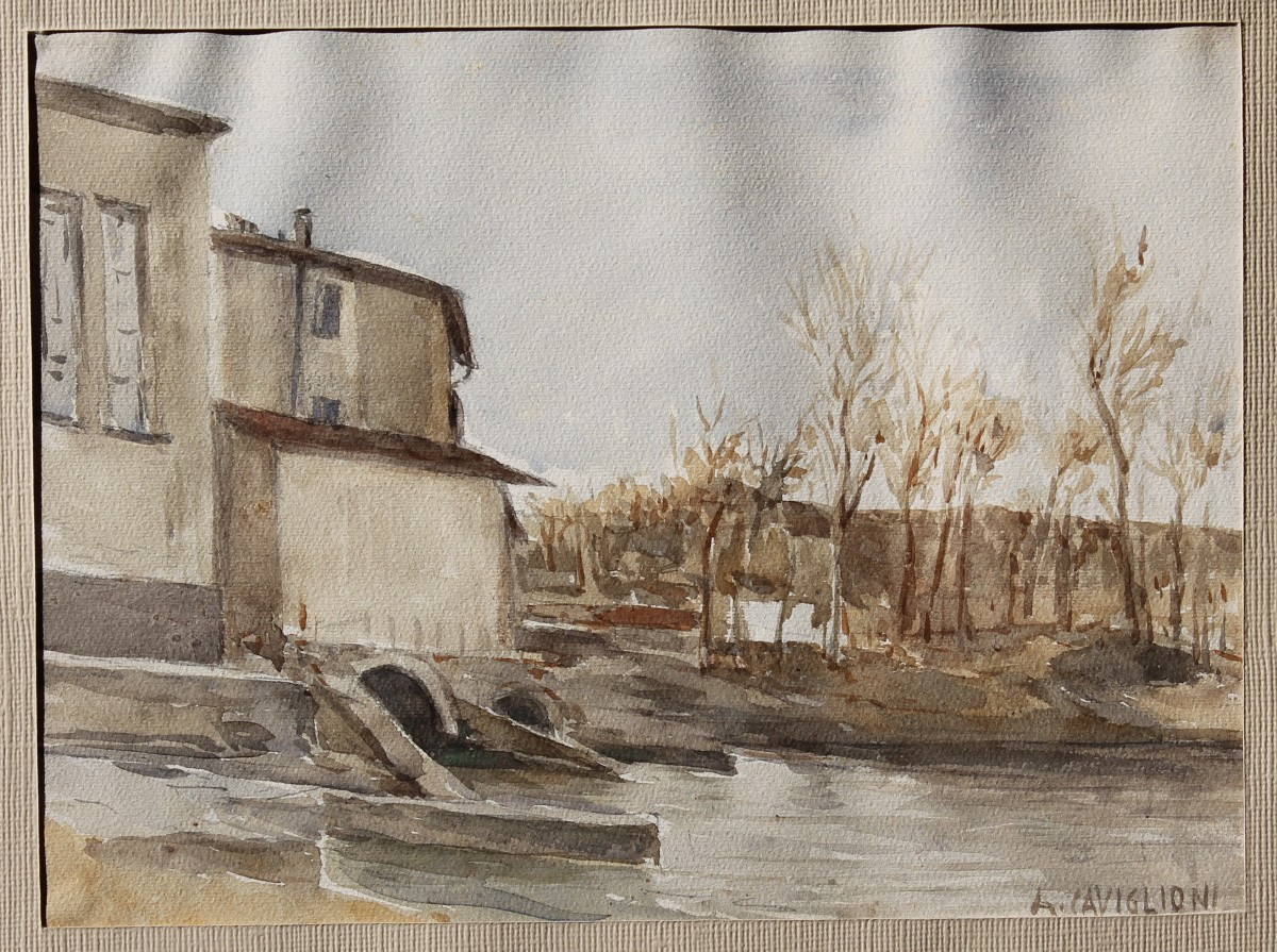 Angelo Caviglioni - Paesaggio -  Acquarello - Firmato - Futurismo