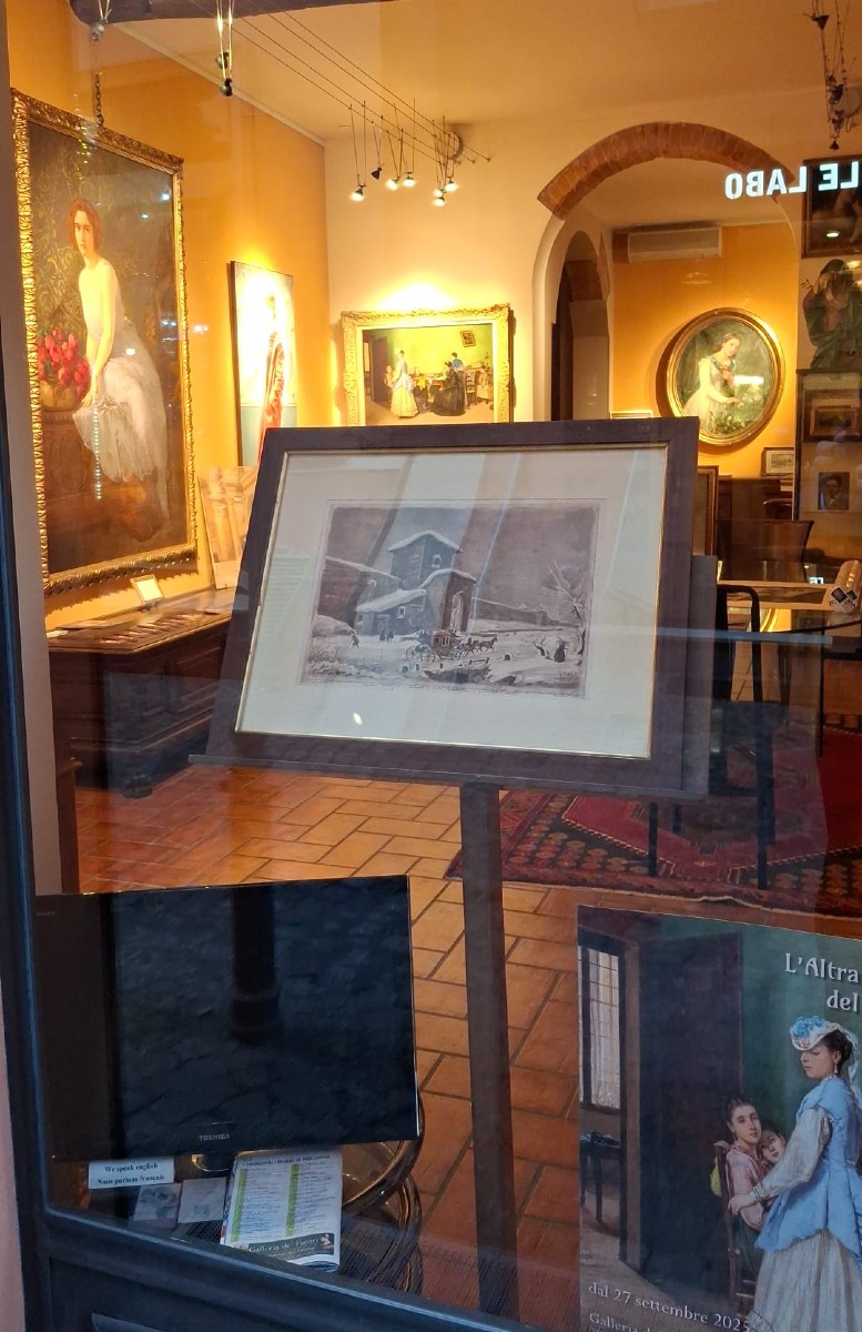 Pietro Pietra - Veduta di Porta Mascarella a Bologna - Disegno e Acquarello - Firmato-photo-2