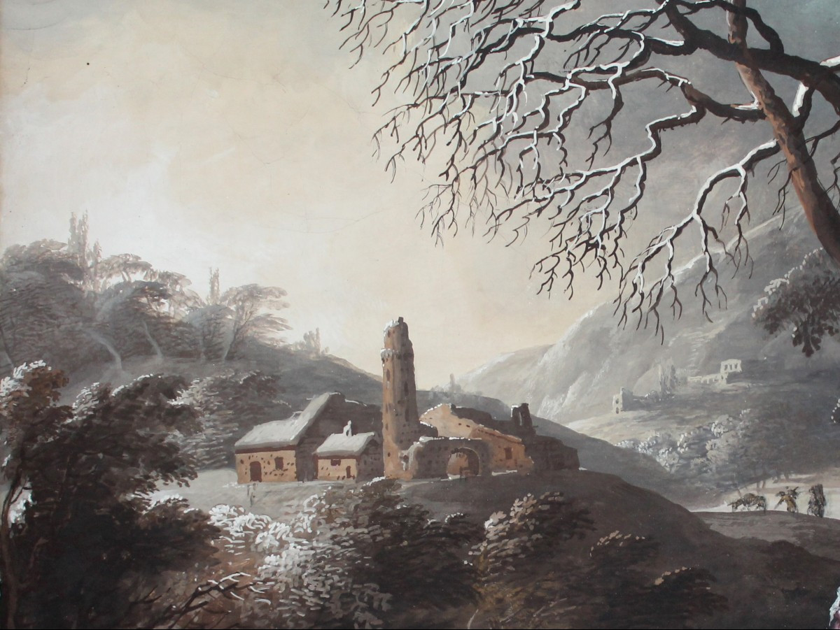 Luigi Deleidi detto il Nebbia - Bergamo - Paesaggio invenale - Firmato - Tempera-photo-4