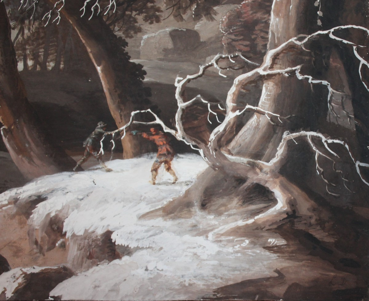 Luigi Deleidi detto il Nebbia - Bergamo - Paesaggio invenale - Firmato - Tempera-photo-2