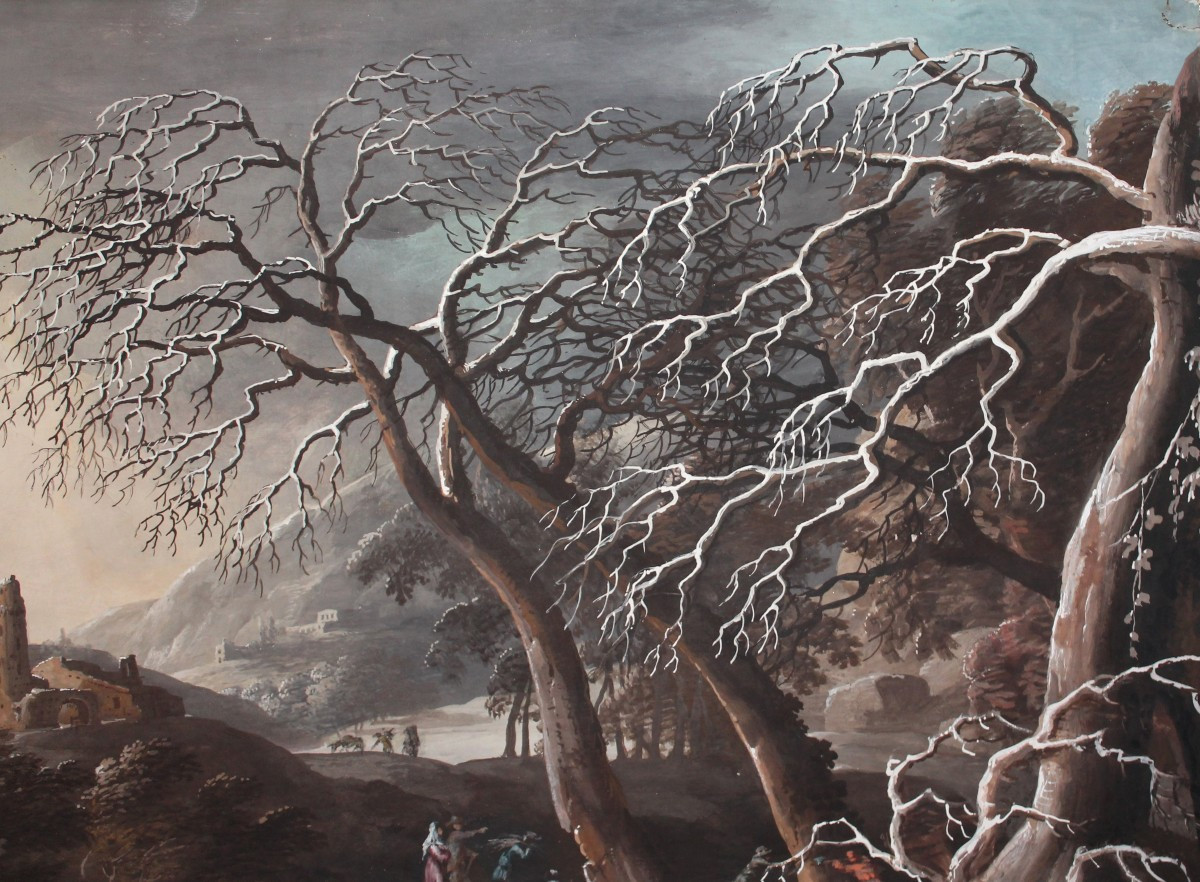 Luigi Deleidi detto il Nebbia - Bergamo - Paesaggio invenale - Firmato - Tempera-photo-4