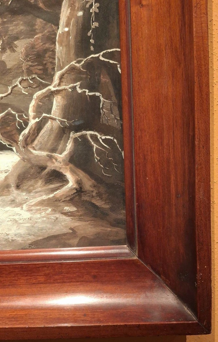 Luigi Deleidi detto il Nebbia - Bergamo - Paesaggio invenale - Firmato - Tempera-photo-5