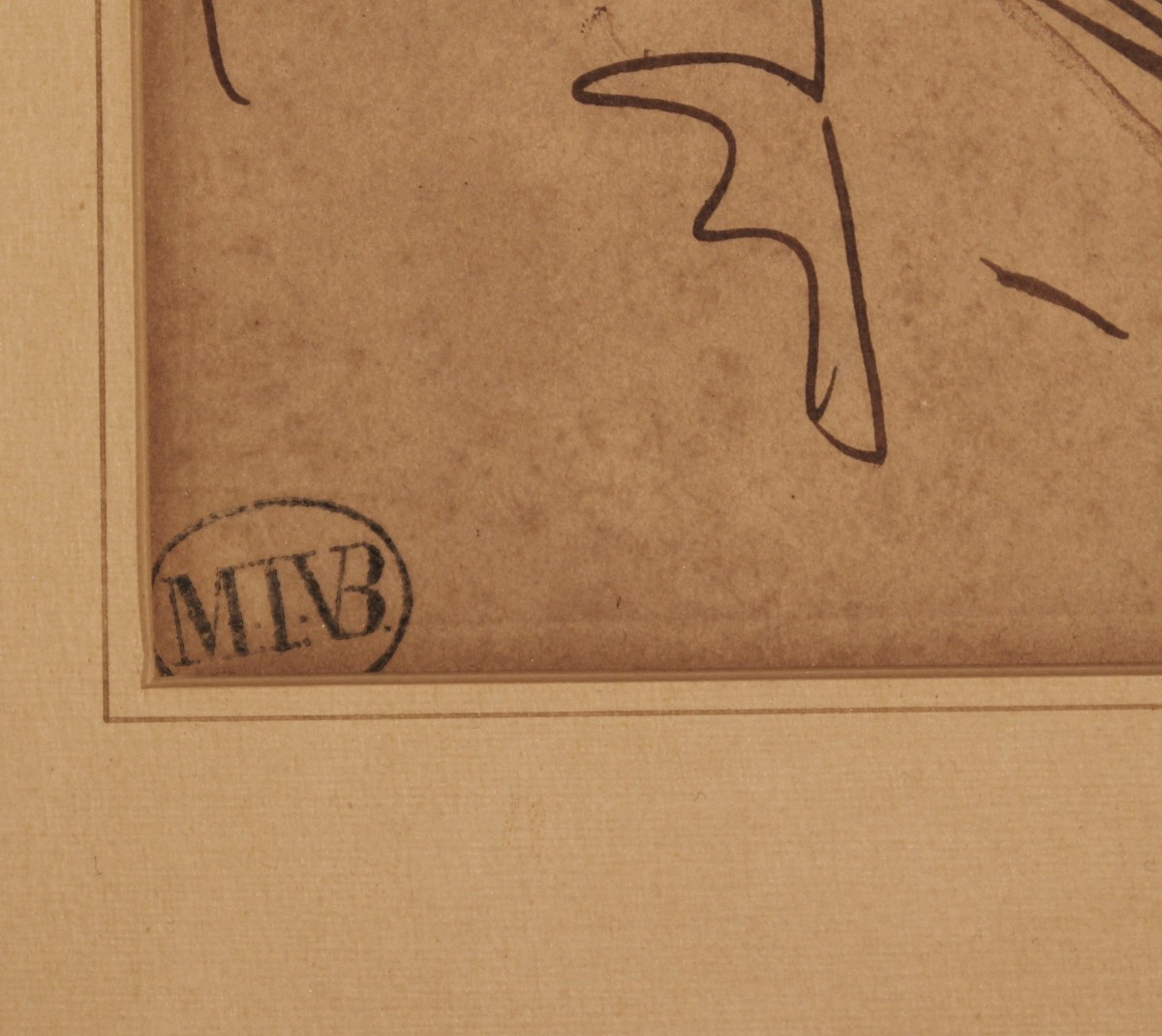 Mathieu Ignace Van Bree - Ritratto d'uomo con turbante -  Disegno a penna - Firmato-photo-3